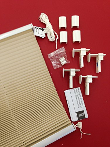Easy-Shadow Plissee Faltstore Breite x Höhe 75 x 130 cm / 75x130 cm inkl. 4 Stück Klemmträger in der Farbe creme ohne bohren am Fenster - Hochwertiges Rollo Jalousie Faltrollo verspannt Stoff crash / crush - kürzbar / einstellbar in der Höhe auf 80 cm / 90 cm / 100 cm / 110 cm / 120 cm max. 130 cm