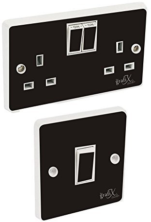 the grafix studio Black Gloss Light Switch & Double Socket Sticker Vinyl/Skin cover
