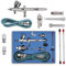 Pinkiou Airbrush Kit with Different Nozzle and Needles Muti-Purpose Dual Action Airbrush Sets with Air Brush 0.2 0.3 &0.5mm Needles and Air Hose for Hobby Model Painting Tattoo Cake Nail Art