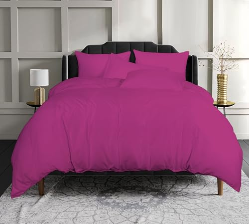 sleepdove® LUXURY EGYPTIAN COTTON 200 COUNT BEDDING SETS DUVET COVER SET (QUILT COVER WITH PILLOW CASES (Double, Fuchsia)
