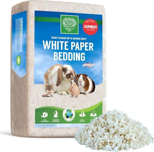 SMALL PET SELECT Premium Small Animal Bedding, Unbleached White Paper Bedding for Small Indoor and Outdoor Pets, Made in USA, White, 178L Pack