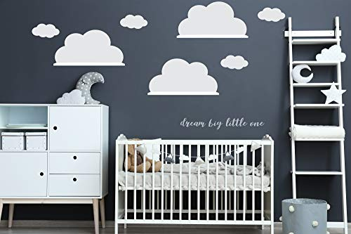 Wandtattoo Wolkenaufkleber 3x Große Wolke passend für IKEA RiBBA MOSSLANDA LACK Wandregal Wanddeko (3x 28cm(H) x55cm(B) Weiss)