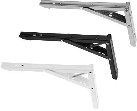 Regalträger klappbar in Edelstahl & Stahl in 3 Farben und 16 Grössen (8 Zoll (195mm), Stahl/Schwarz)