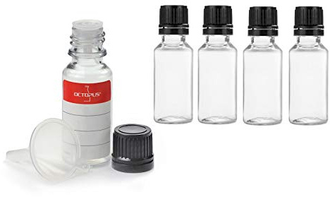 Octopus 5 Tropfflaschen à 20 ml aus PET mit Tropfverschluss, mit Trichter | Für Liquids, Aromen, Tinten, Farben und Klebstoffe, geeignet zum Mischen, Umfüllen und präzisen Applizieren