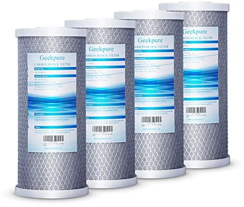 Geekpure Cartouche filtrante à bloc de carbone 10 pouces pour filtration de toute la maison (lot de 4) -10 X4.5 -5 Microns