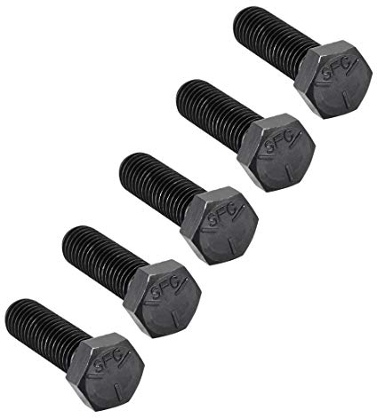 sourcing map Sechskantschrauben, 1,27 cm (1/2 Zoll) - 13 x 1-3/4 Zoll (1,27 cm), UNC, Karbonstahl, Schwarz, 5 Stück