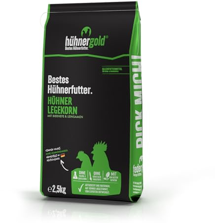 hühnergold Legekorn 2,5kg Alleinfutter für Hühner | Legekorn für Legehennen – unterstützt stabile Eierschalen, Leistung & eine ausgewogene, naturnahe Fütterung