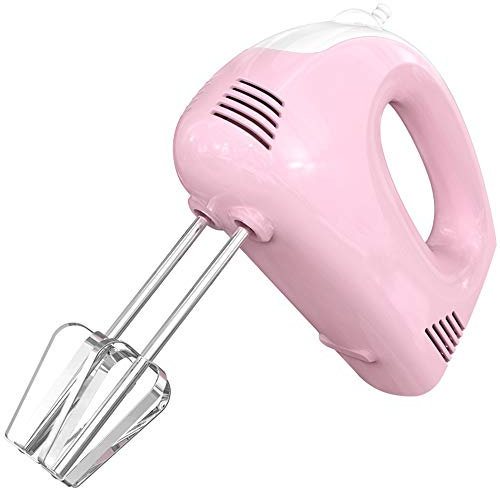 WHOJA Electric Hand Mixer 5 Speed Food Collection Multifunctional Handheld Food Processor Kitchen Mixer Tool 220V Cream Milk Frother (Color : Pink)