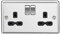 13A 2G DP Switched Socket with Black Insert - Rounded Edge Polished Chrome