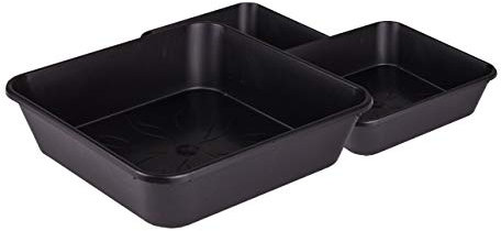 Weedness Blumentopf Untersetzer 19 x 19 x 3 cm Eckig Schwarz Kunststoff - Quadratisch Blumentöpfe Plastik Pflanzentopf Pflanzgefäß Pflanzkübel Anzuchttopf Blumenkübel Garten Balkon