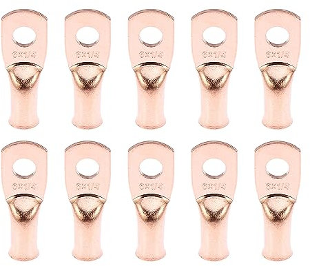 X AUTOHAUX 10pcs 6 AWG-1/4 Car Battery Cable Ends Tubular Ring Terminals