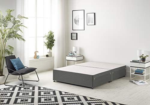 Bed Centre Bliss Grey Linen Divan Base with Optional Drawers and Headboard (5FT King, No Drawers No Headboard)