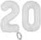 Weiß Luftballons Zahl 20. Geburtstag deko frau mann,Zahlen Ballon 20 Geburtstag deko, 40 Zoll Heliumballon 20 jahre Geburtstagsdeko frauen männer Aufblasbar Helium Folienballon 20 Weiß（20）
