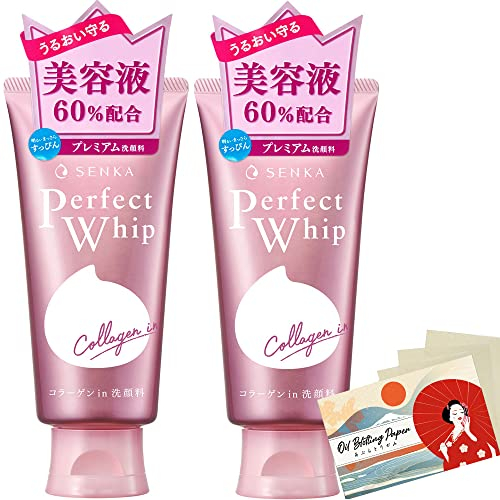 Senka Perfect Whip Collagen in Facial Wash -120g 2pcs Blotting Paper Set