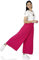 GLOMY Pantalone Donna Tuta Leggero a Zampa Larga Vita Alta Pants da Jogging Elasticizzato, Made in Italy, Fuchsia