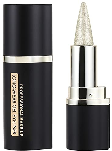 Boobeen Eyeliner - Schwarzer Eyeliner-Stift-Gel - Schnell trocknender Formel-Eyeliner - Wischfester Eyeliner-Make-up für den ganzen Tag - Lang anhaltender Statement-Augen-Look (Silber 1)