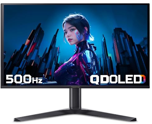 Acer Predator X27U F5 | 27 QD-OLED Monitor | 500 Hz Refresh | 0.03 ms Response | Quad HD 2560x1440 | Quantum Dot Display | Height Adjustable Gaming Monitor | Built-in Speakers | High-Color Accuracy