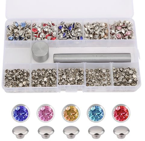250pcs Rivets Strass Stud, 5 Couleurs DIY Cuir DéCor Rivets Cristal Rivets, Pointes de Diamant Rivets Accessoires pour VêTements, Arts Et Artisanat DéCoration