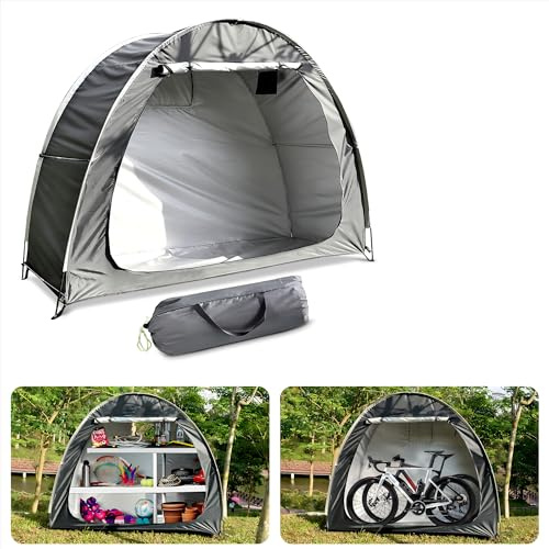 Bike Cover Storage Tent, Foldable Outdoor Bike Tent for Bikes, Garden Tools, Lawn Mover, Waterproof Storage Tent (Grey)