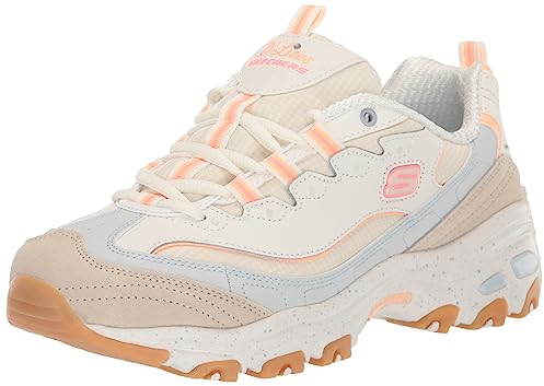 Skechers D'Lites Bold Views - D'Lites VISTE GRASSE, Natural Leather/Mesh/Multi Trim,