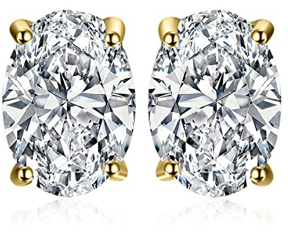 JewelryPalace Ovalschliff 2ct Zirkonia Ohrstecker Silber 925 Damen, Simulierter Diamant Braut Schmuck Set mit Stein, Ohrringe Silber Mädchen Edelstein, Ohrstecker Silber Geschenk Frauen Rosegold Gold