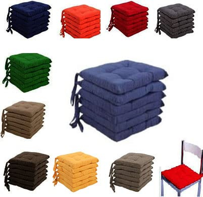 Generico CUSCINI PER SEDIA COPRISEDIA TRAPUNTATI MORBIDONE CONFEZIONE 6 PEZZI CON LACCETTI TINTA UNITA (blu)