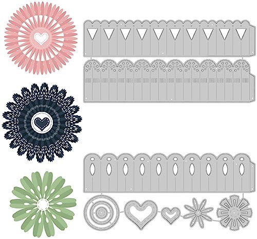 BENECREAT 2 Styles 3D-Stanzformen Für Gefaltete Blumen Aus Kohlenstoffstahl, Liebesmuster-Prägeschablonen-Vorlage Für Die Herstellung von Foto-Dekorpapier-Scrapbooking, 0.08 cm Dick
