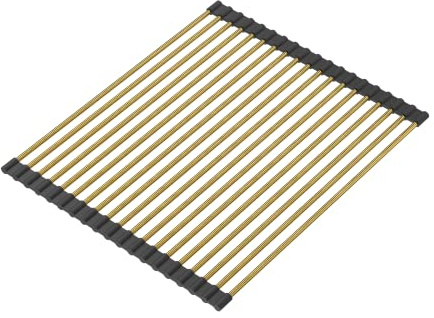 QUADRON Spülbeckenmatte aus Silikon und Stahl | Größe 43 x 32 cm, Farbe: Pvd-gold | MULTIFUNKTIONAL Temperaturbeständig | QMAT für die Küche | Spülbecken Schutzmatte für Geschirr und Becken
