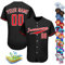 Individuelles Baseballtrikot, personalisierbar, Baseball-Shirts für Herren, Damen, Kinder, Druck, Namennummern, Button-Down-Sportuniform, Schwarz-Rot-Größe 5, S-4XL