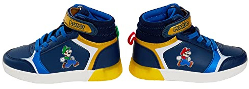 Super Mario Bros Hi Top Trainers Blue EU 34 / UK 2