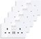 JIMEIDA 5 Pack Double Switched Socket 13 Amp with 2 USB Charging Ports Crystal White Glass Panel Wall Outlet Electric Power Socket