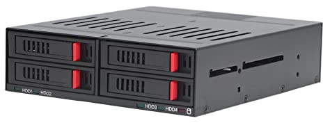 Gugxiom 4 Baies HDD Cage SATA Mobile Rack, 2,5 Pouces HDD Cage Boîtier de Disque Dur Externe Remplaçable à Chaud, Compatible 9,5 Mm 12,5 Mm D'épaisseur Inférieur Disques Durs SSD