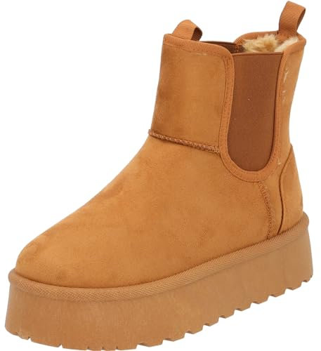 Palado Winterstiefel Damen Gallo – modische Boots - warm gefütterte Stiefeletten - bequeme Stiefel Braun UK8 - EU41