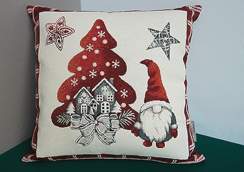 Sandner Kissenhülle Gobelin Chenille Kobolde 45 x 45 cm Kissenbezug Sofakissen Dekokissen, 1 Stück