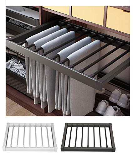 Kleiderbügel, ausziehbar, Hosenbügel mit 7, 8, 9, 11 abnehmbarer Stange, ausziehbarer Krawattenhalter, Kleiderstange mit Dämpfer, seitliche Montage, ausziehbare Hosenbügel, Tiefe 435 mm/braun/750 mm,