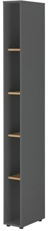 Furn.Design Aktenregal Standregal in grau matt und Wotan Eiche Büroschrank für Homeoffice und Büro Büromöbel Ordnerregal 20 x 200 cm Center (Aktenregal 1)