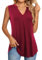 Beluring Shirt Damen Elegant V-Ausschnitt Tanktops Ärmellos Locker Basic T-Shirt Tops Weinrot XXL