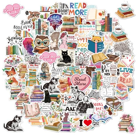 100 Stück Lesebuch Aufkleber, inspirierende Wasserflaschen Aufkleber Buchzubehör für Laptop, Journaling, Scrapbook für Erwachsene und Teenager