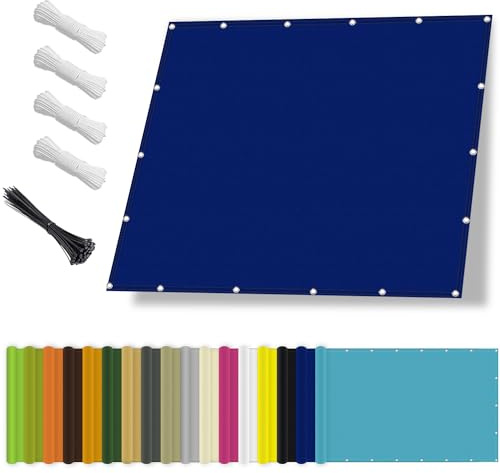 Sonnensegel wasserdicht 6x7M,Sonnenschutz- und Wetterschutz-Markise, UV-Schutz Schattiernetz mit Ösen und Kordel für Garten und Terrasse-KönigsBlau