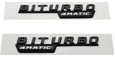 yzw6688 3D-ABS-schwarzes Auto-Heckkoffer-Abzeichen-Buchstaben-Aufkleber-Logo E43 Biturbo 4matic-Emblem, kompatibel mit E 43 / W212 W213-Zubehör (Color : Biturbo Black 2pcs)