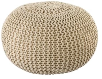 Amago home Pouf Outdoor ø 55 o. 45cm Bodenkissen Sitzpouf Hocker wetterfest pflegeleicht & nachhaltig Größe ø 45 cm, Farbe Creme - warm Sand