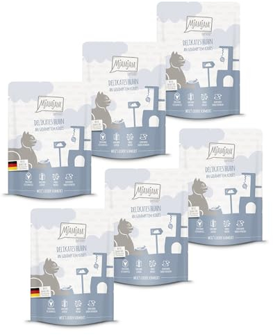 MjAMjAM - Premium Nassfutter für Katzen - Quetschie - delikates Huhn an gedämpftem Kürbis, 6er Pack (6 x 300g), getreidefrei mit extra viel Fleisch