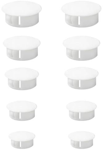 10 Stück Kunststoff Lochstopfen Möbel Abdeckkappen für Bohrlöcher Plattenlochstopfen Möbel Lochabdeckung Verriegelungslochrohr für Möbel 5 Größen 20mm 25mm 30mm 35mm 40mm Weiß