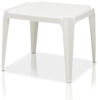 KHG Kindertisch weiß für Garten & Kinderzimmer, Outdoor, Pflegeleichte Oberfläche, robust wetterfest, kindgerechte Höhe 44 x 50 x 50 cm