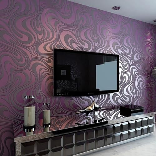 Trafagala Moderne Lila Vliestapete Taupe Barock Gold Metallic Abstrakt Linienmuster Tapete Grau Muster 3D Effekt Gestreift Wandtapete