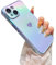 ZTOFERA for iPhone 15 Case 6.1 inch,Cute Colorful Iridescent Plating Edge Case with Love Hearts Pattern,Camera Lens Protection Shockproof Phone Case for Women Girls,Iridescent Blue