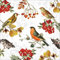 20 Servietten Herbst Vögel an Zweige mit Berren als Tischdeko. Papierservietten mit Motiv. Auch für Decoupage und Serviettentechnik 33x33cm