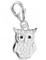 Goldene Hufeisen Charm Anhänger Eule 925 Sterling-Silber Zirkonia Vogel