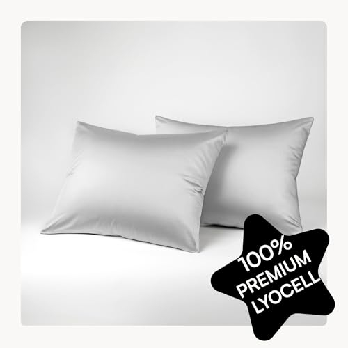 SeralinoTencel Kissenbezug 40x80 Grau Hellgrau (2er Set) 100% Lyocell Kopfkissenbezug 40x80 (Tencel) | hochwertige Kissenhülle | Reißverschluss | Oeko-Tex | Atmungsaktiv | Allergiker Kissenbezüge