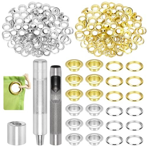 Kit de grommets Swpeet 100P - Œillets en métal avec washers - Grommet pour cuir, œillets en métal - Pour chaussures, cuir, tissu, rideaux, ceintures, vêtements